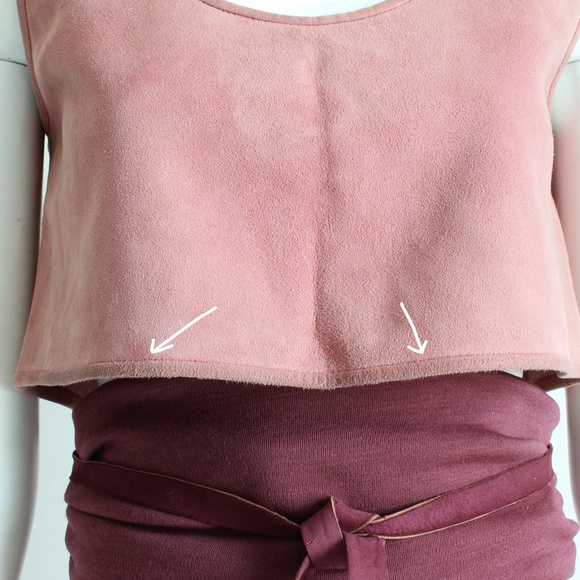 Bonnie Cashin Crop Top, Maxi Skirt + Obi Belt 3pc Set Pink Suede 1970s - Picture 9 of 12